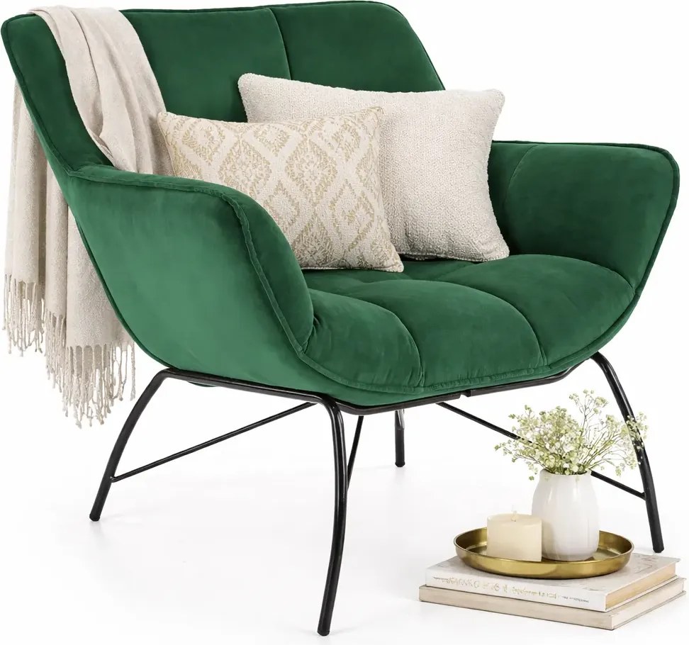 Zielony kubełkowy fotel wypoczynkowy P2-F12