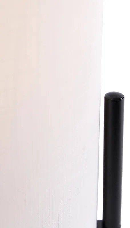 Nowoczesna lampa stołowa czarna z abażurem z białego lnu - Rich Nowoczesny Oswietlenie wewnetrzne