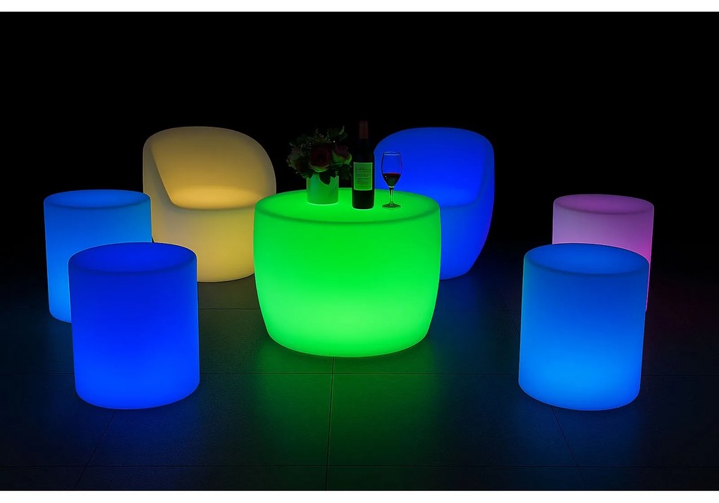 Podświetlany stołek/taboret LED, 40x40x40 cm