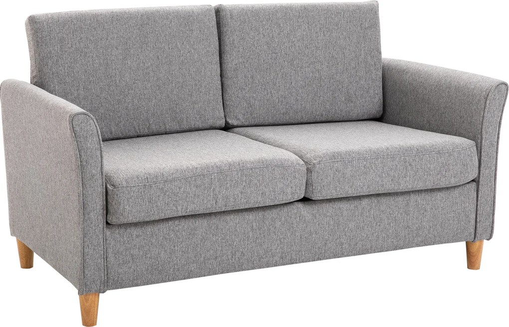 Homcom® Sofa 2-osobowa Zdejmowane Pokrowce Obciążenie Do 200 Kg Len Pianka Jasnoszary 141 X 65 X 78 Cm