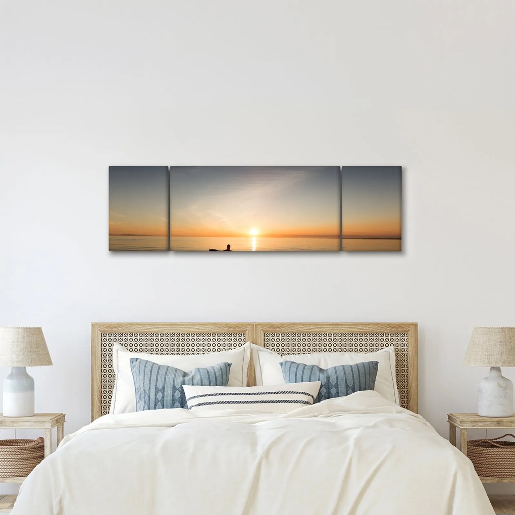 Obraz kajakarza o zachodzie słońca (170x50 cm)