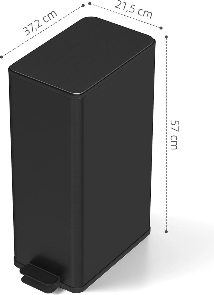 HOMCOM Kosz na Śmieci 20L, Pokrywka Soft-Close, Miejsce na Dezodorant, Odporna na Odciski Palców Stal Nierdzewna, Czarny | Aosom PL