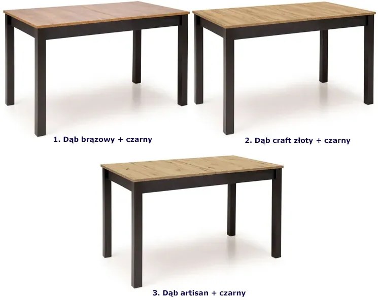 Prostokątny stół rozkładany loft dąb craft złoty + czarny B3-N76