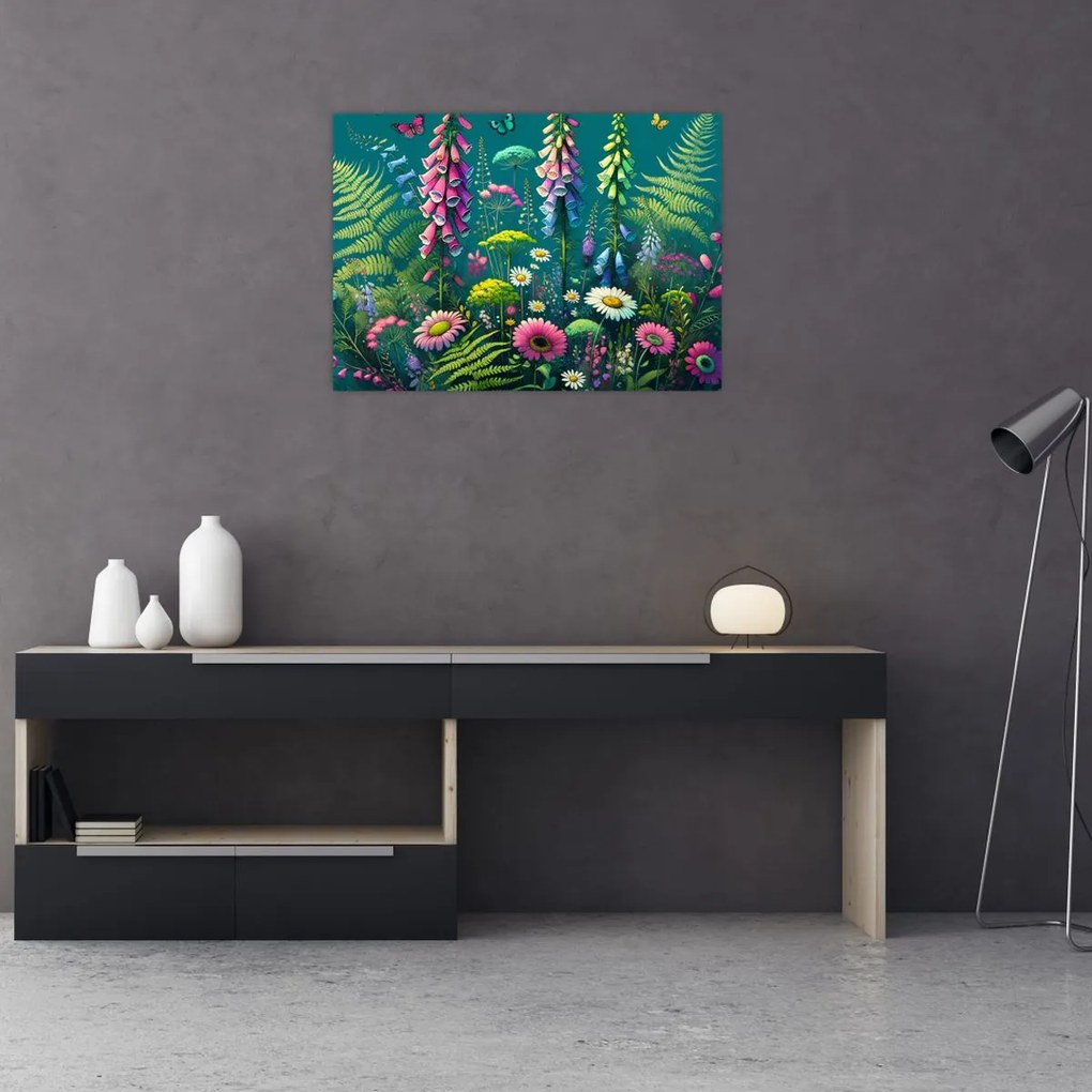Obraz na szkle - Kwiaty łąkowe (70x50 cm)