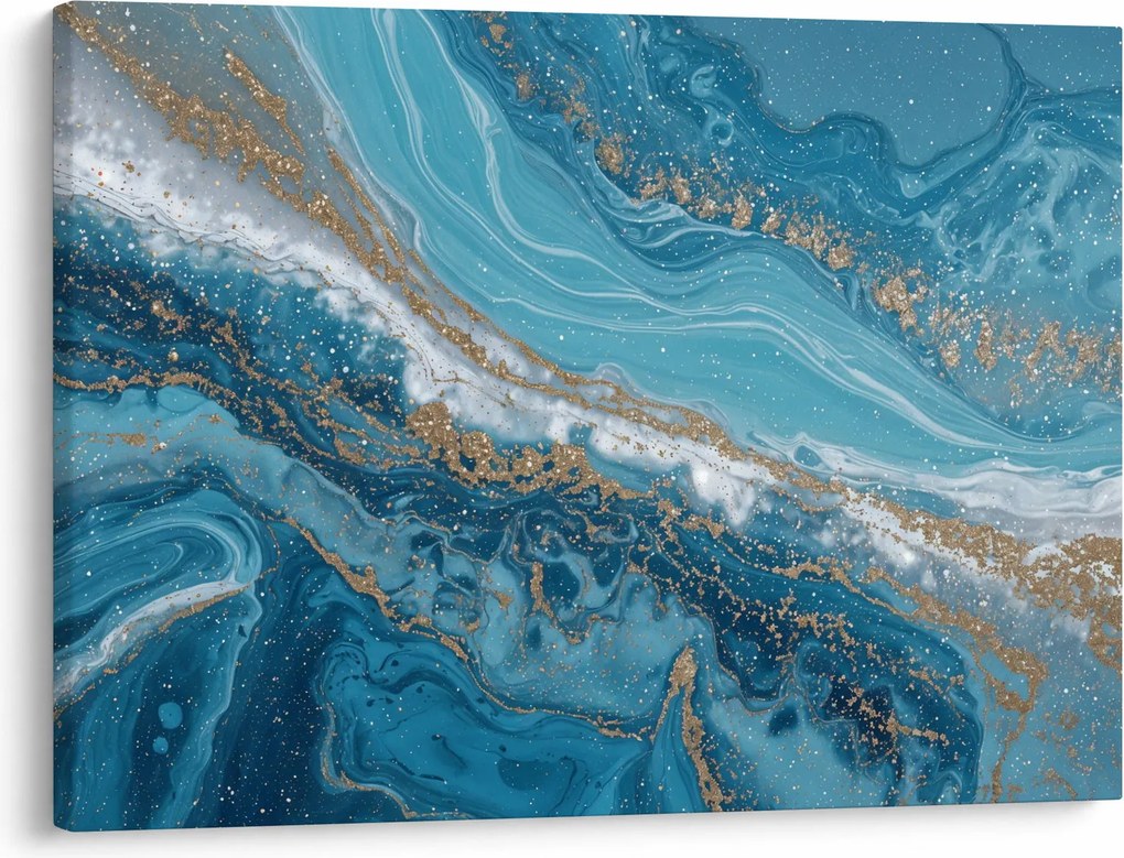 Obraz - Jasnoniebieski marmur ze złotem I. (70x50 cm)