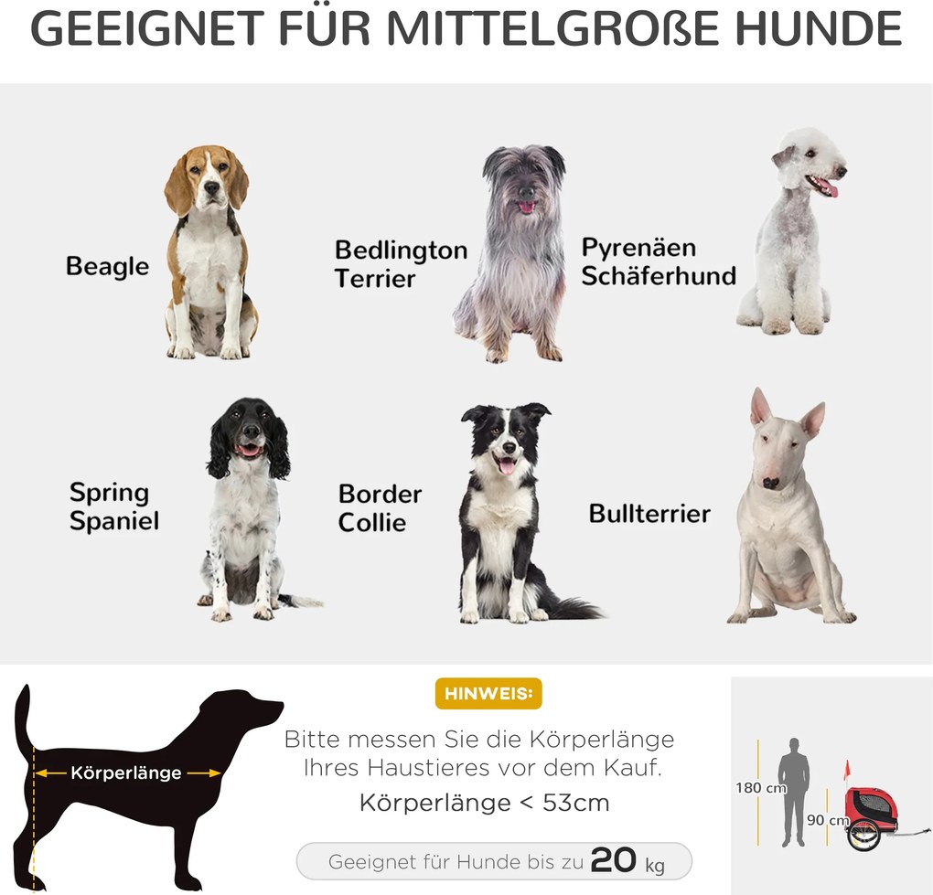 PawHut przyczepka rowerowa dla psa jazda rowerem z psem przyczepa kolor czerwony + czarny