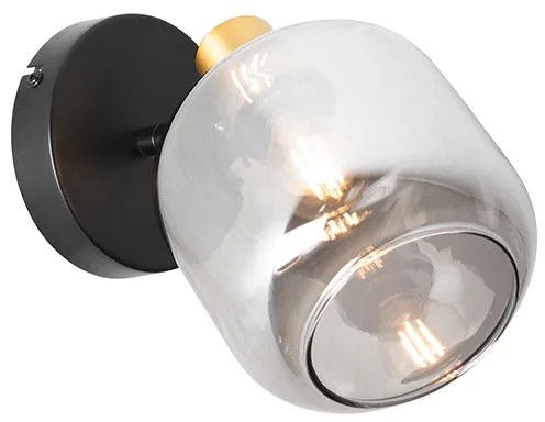 Designerski Plafon / Reflektorek / Spot / Spotow / Lampy sufitowe z reflektorami czarny ze złotem i przydymionym szkłem - ZuzannaDesignerski Oswietlenie wewnetrzne