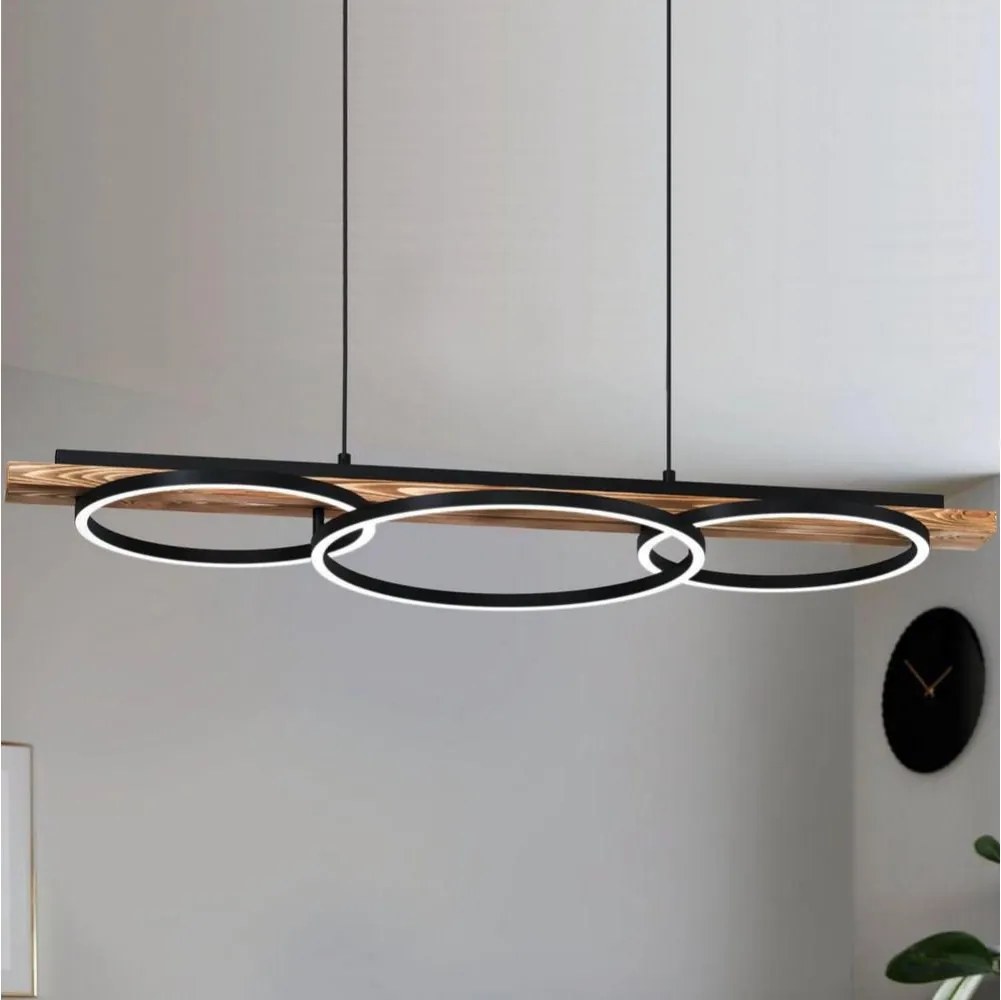 Eglo 99624-LED Ściemnialny żyrandol BOYAL 2xLED/12,5W/230V+LED/15,5W brązowy/czarny