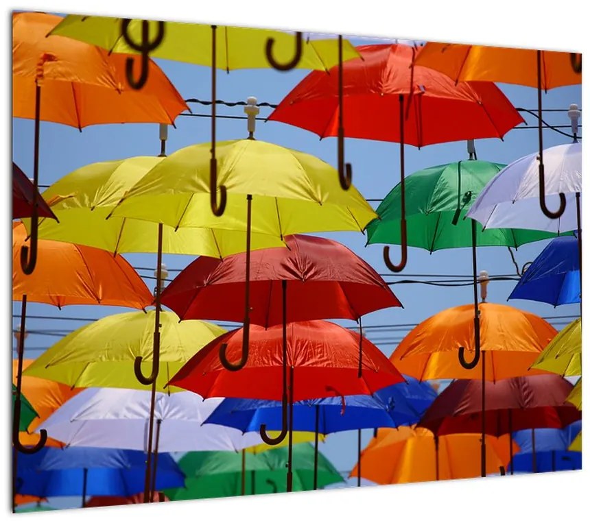 Obraz kolorowych parasoli (70x50 cm)
