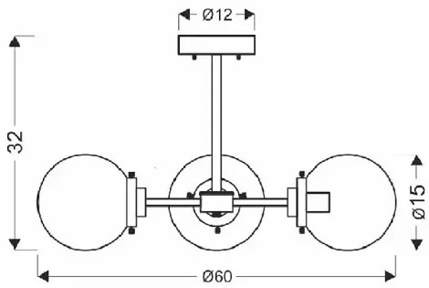Potrójna lampa sufitowa ze szklanymi kloszami - V133-Ryuk