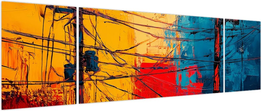 Obraz - Abstrakcyjne linie elektryczne (170x50 cm)