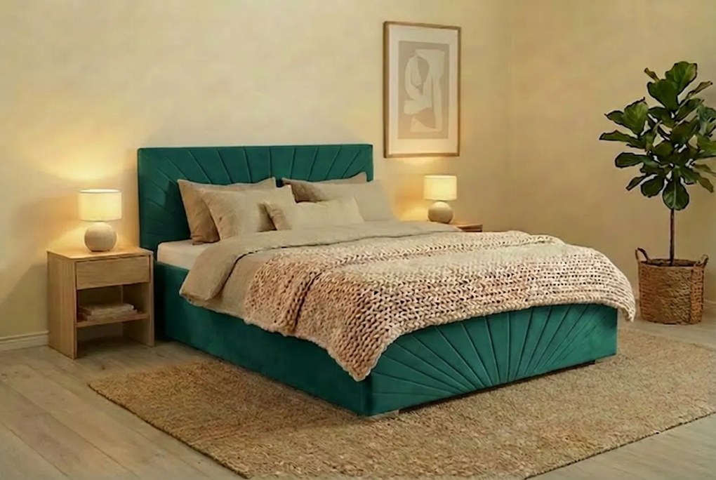 Łóżko OLEG 120x200 cm Turkusowy Bez materaca