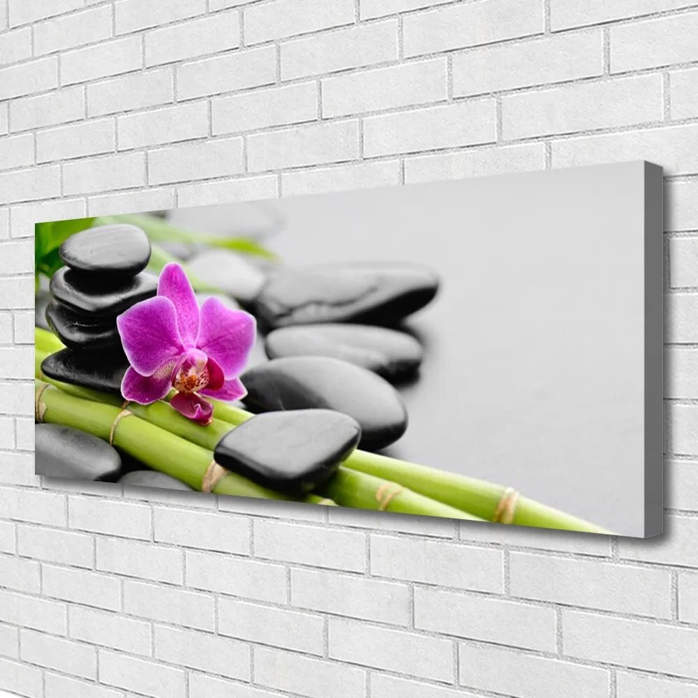 Obraz canvas na ścianę Egzotyczny Duet: Bambus i Lotos