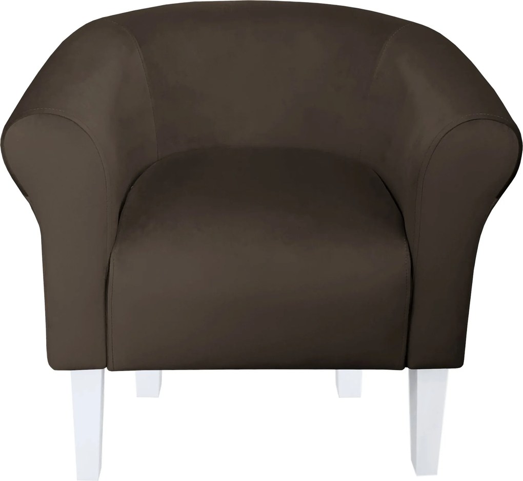 Fotel Milo tkanina Welur wygodny fotel tapicerowany do salonu i sypialni : Kolor nogi - Biała, Kolor tkaniny - VELVET - MG05, Wysokość nogi - 20 cm