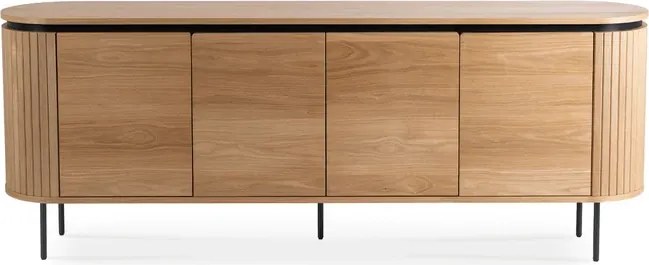 Komoda do Salonu BECK 200 cm Dąb Czterodrzwiowa Ryflowana Skandynawska