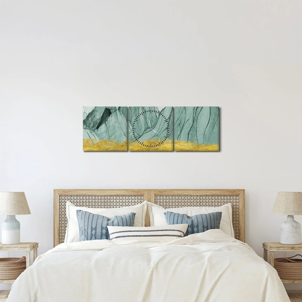 Obraz - Emerald Mountains N⁰1 (z zegarem) (90x30 cm)