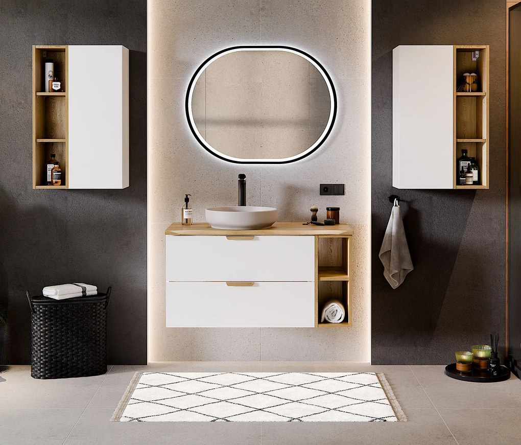 Biały wąski półsłupek łazienkowy S8-M00