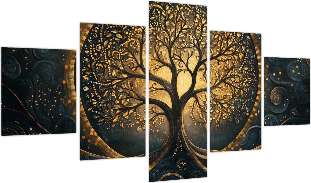 Obraz – Drzewo ze złotą aurą (125x70 cm)