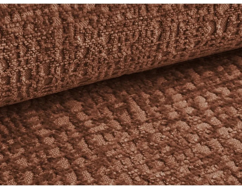 Tapicerowane łóżko dwuosobowe w kolorze terakoty ze schowkiem i stelażem 140x200 cm Noho – Makamii