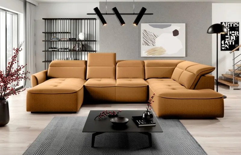 Narożnik MURILLO XL z elektryczną regulacją siedziska Prawostronny w tkaninie VOUGE 09 WERSAL