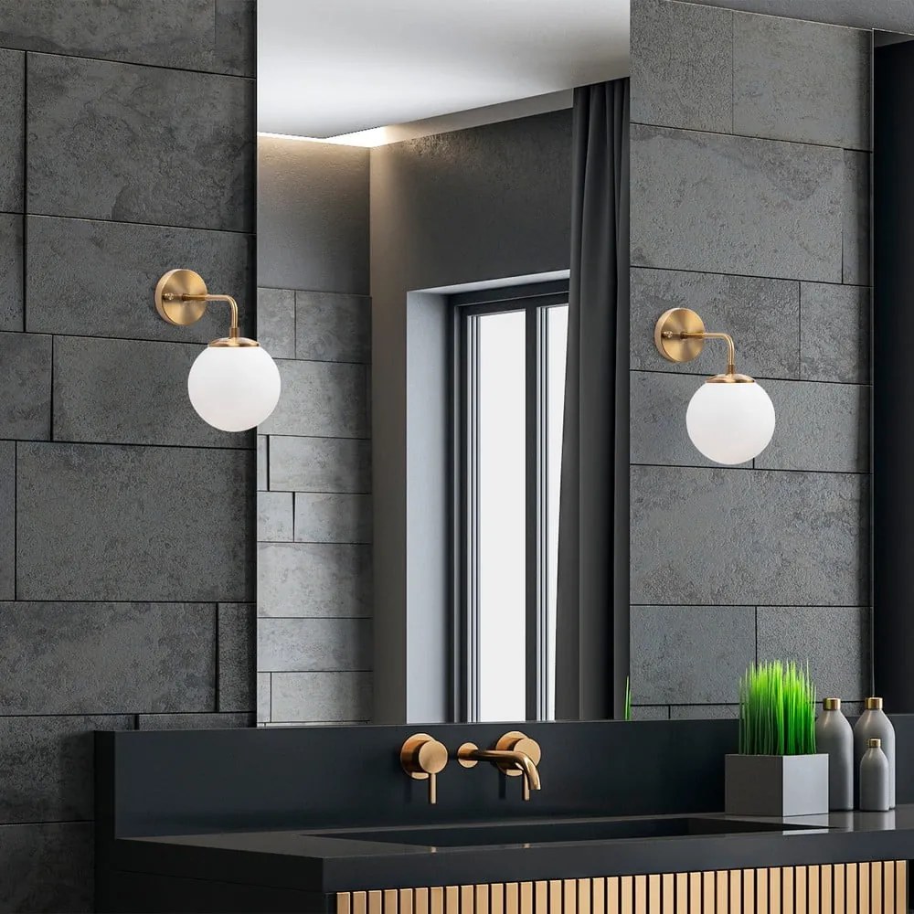 Biały/w kolorze mosiądzu kinkiet ø 15 cm Viran – Opviq lights