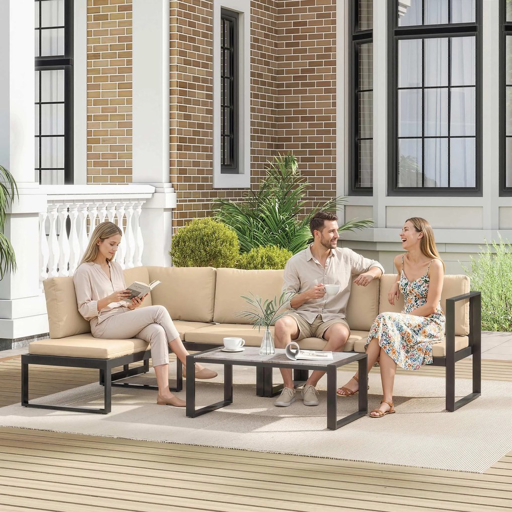 Outsunny gartenlounge loungeset ecklounge terrassenlounge loungesofa gartengarnitur | Aosom PL