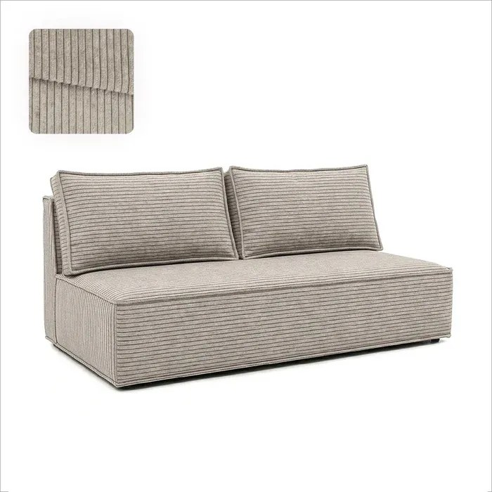 Sofa z Funkcją Spania MAVIA Beżowa Sztruksowa Nowoczesna