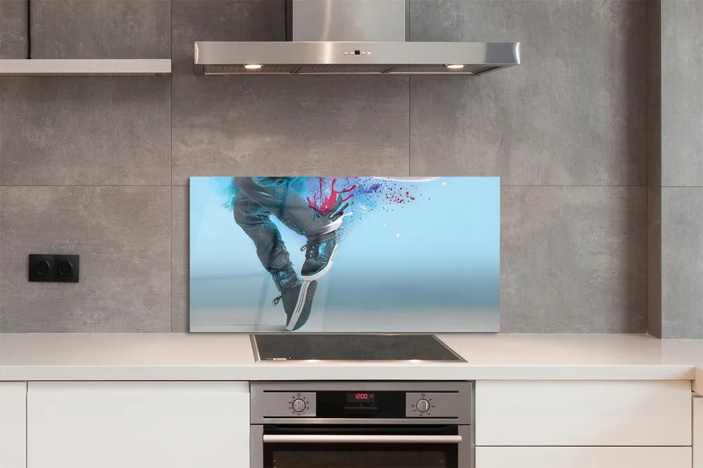 Szklany Panel Nogi w Kolorowych Plamach