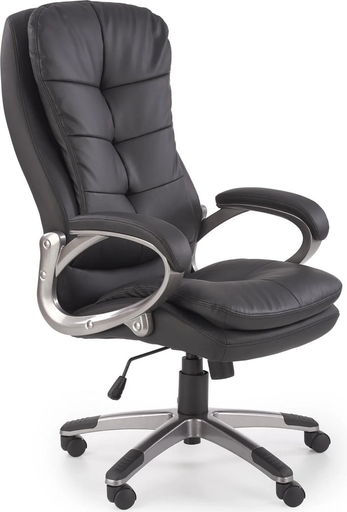 Wygodny fotel biurowy z czarnej ekoskóry Preston