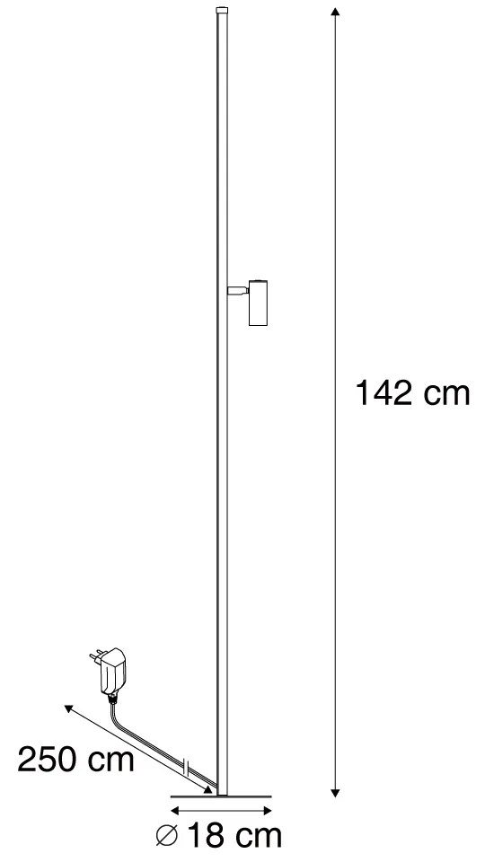Designerska lampa podłogowa czarna z lampką do czytania, w tym LED ze ściemniaczem dotykowym - ThrottleDesignerski Oswietlenie wewnetrzne