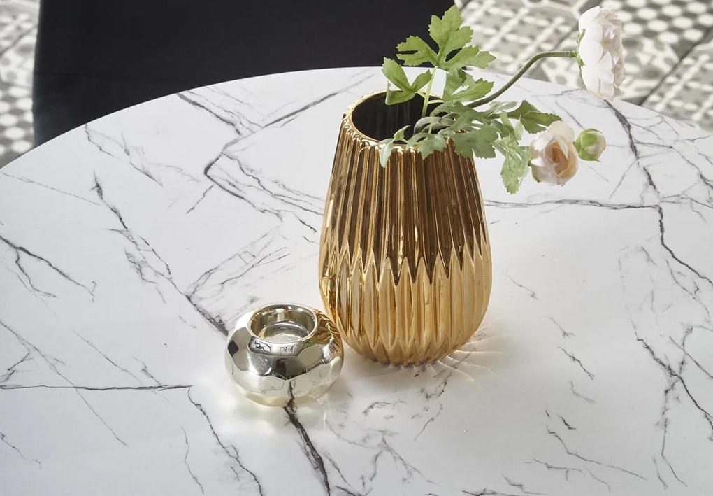 Stół kawiarniany na jednej nodze Denver imitacja białego marmuru