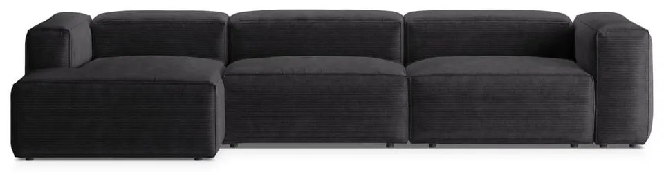 Ciemnoszary sztruksowy narożnik (lewostronny/z szezlongiem) Bergamo – Cosmopolitan Design