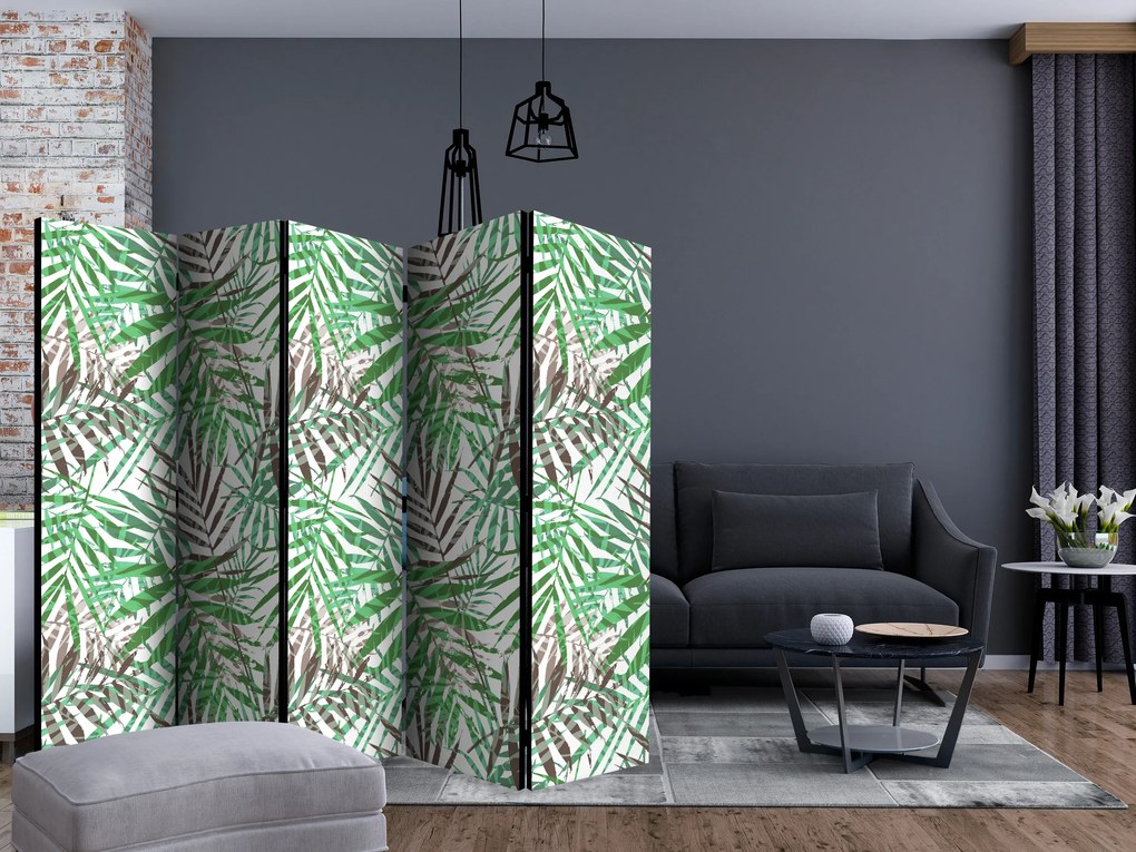 Parawan akustyczny Liście 225x172 cm 5-częściowy zielony ARTGEIST B