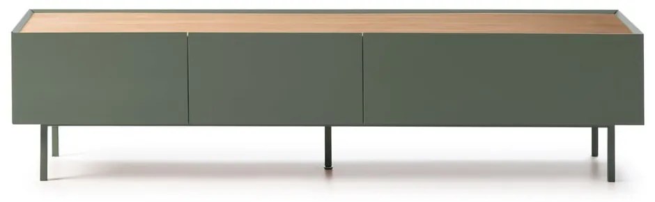 Zielono-naturalna szafka pod TV w dekorze dębu 180x45 cm Arista – Teulat