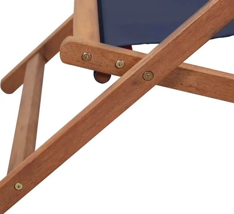 Granatowy drewniany leżak plażowy - Kane