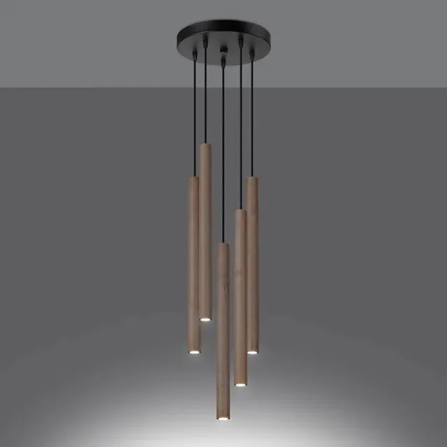 Drewniana loftowa lampa wisząca sople - A382 R5-L16