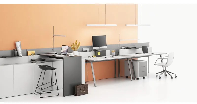 Komoda biurowa z 3 szufladami LAYERS, solidna podstawa, biała / szara