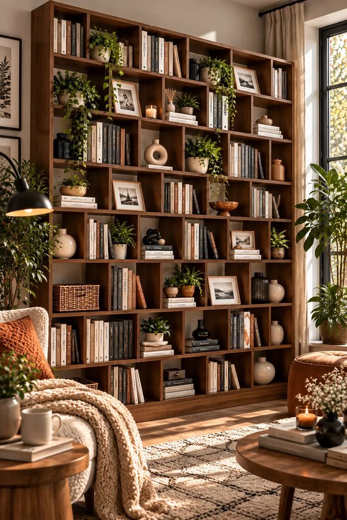 Duża biblioteczka regał na książki do salonu wenge R1-M19