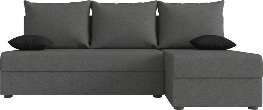 Rozkładana narożna sofa VALERIO SLIM 200x140 cm, ciemnoszara, uniwersalna + 2 poduszki GRATIS