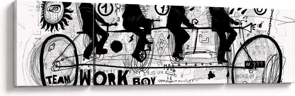 Obraz - Praca zespołowa, jazda na rowerze (170x50 cm)