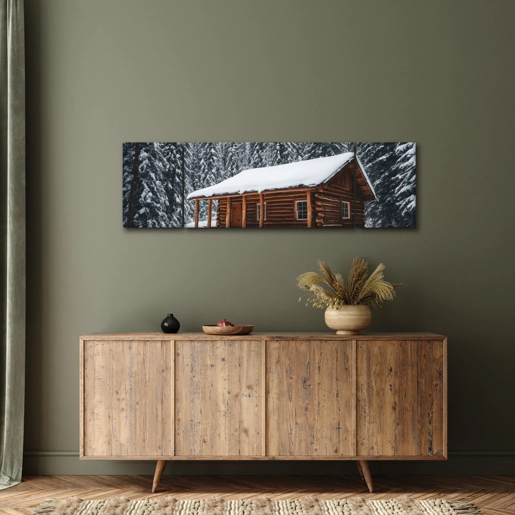 Obraz - Pokryta śniegiem chata (170x50 cm)