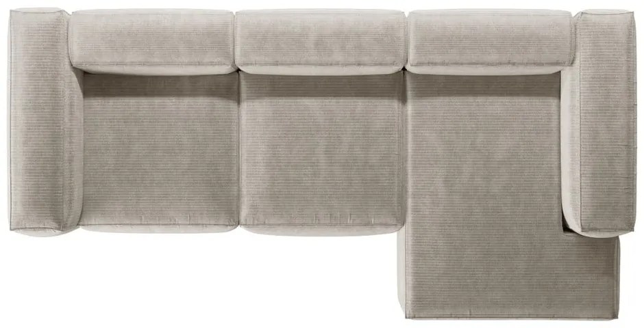 Beżowy sztruksowy narożnik (prawostronny/z szezlongiem) Bergamo – Cosmopolitan Design