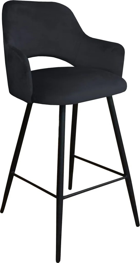 Hoker Milano krzesło barowe tkanina Welur podstawa metalowa : Kolor nogi - Czarna stożek, Kolor tkaniny - VELVET - MG19, Typ siedziska - Siedzisko stałe