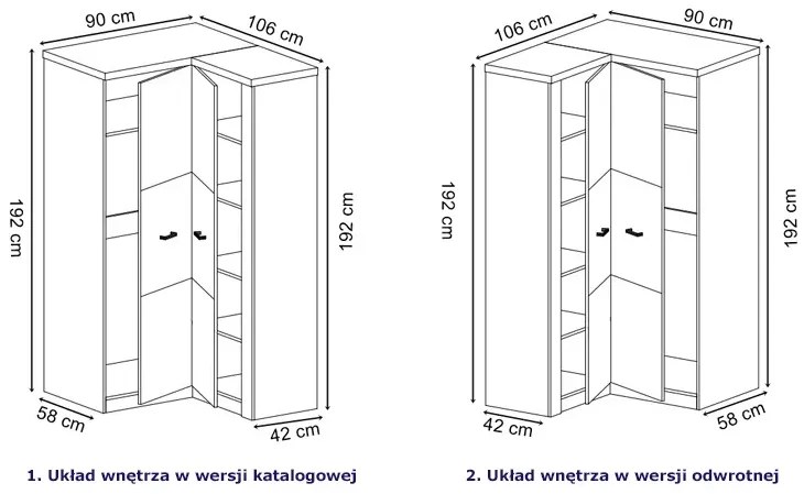 Garderoba Narożna Biały Kraft K2-B93