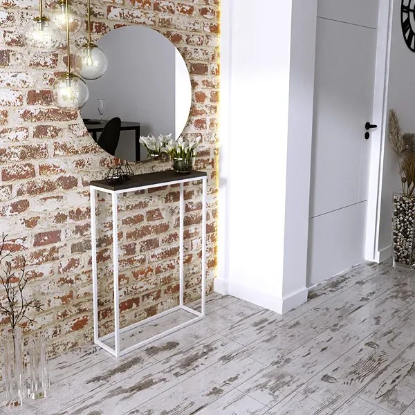 Wąska konsola z metalowymm stelażem biały + czarny W7-M22