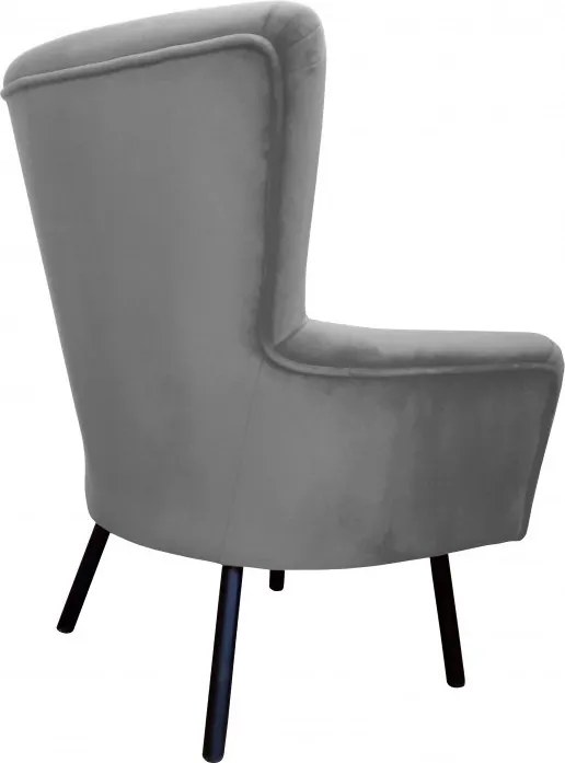 Fotel TULIP tkanina Welur noga metalowa Uszak luksusowy komfort salonu : Kolor nogi - Czarna, Kolor tkaniny - VELVET - MG17
