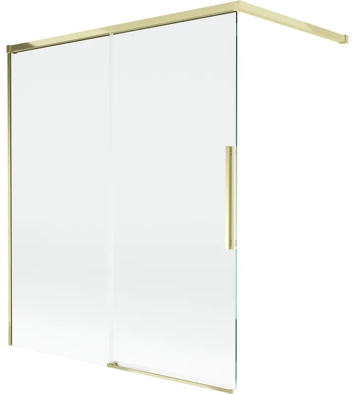 Mexen Rox parawan nawannowy 2-skrzydłowy rozsuwany 140 x 150 cm, transparent, złoty - 8C9-140-003-50-00