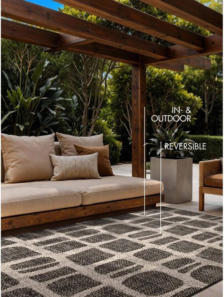 Czarno-kremowy dywan odpowiedni na zewnątrz 120x170 cm Haringey Ruskin – Ted Baker