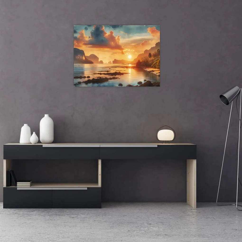 Obraz na szkle - Widok z plaży (70x50 cm)