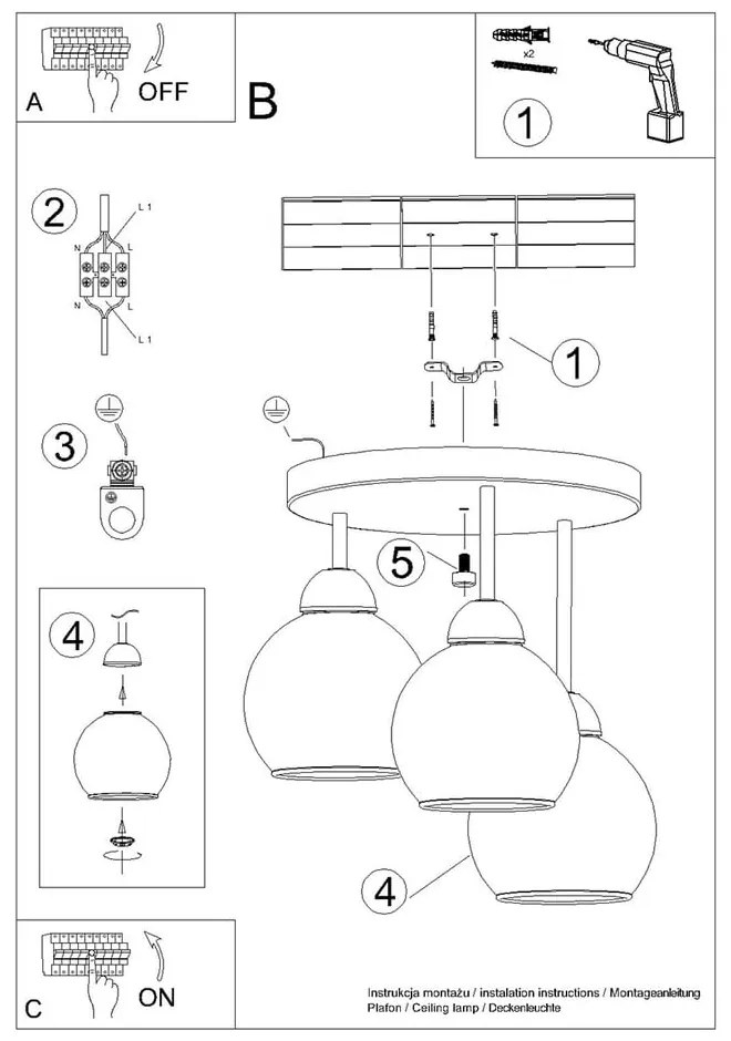 Czarna lampa sufitowa ø 15 cm Grande – Nice Lamps